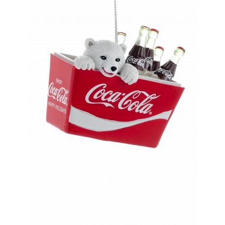 Kurt Adler Polar Bear Cub in Coke Cooler Ornament