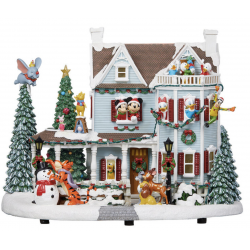 Disney Animated Christmas Holiday House Table Top Statue with LED Lights & Sounds (29.8cm)