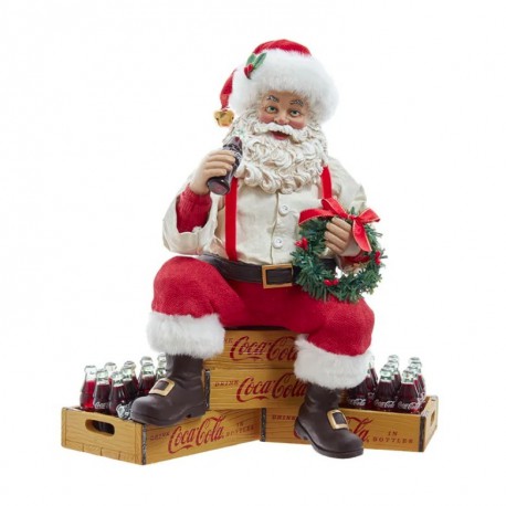Coca-Cola Figurine Santa Sitting on Crates