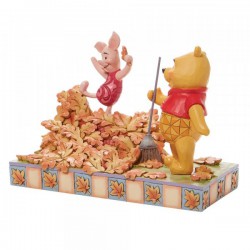 Disney Traditions - Jumping into Fall - Piglet and Pooh Autum Leaves Figurine
