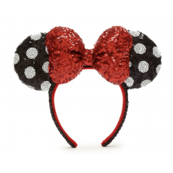 Walt Disney World Minnie Mouse Red, Black and White Sequin Ears Headband for Adults