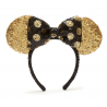 Walt Disney World Minnie Mouse Black and Gold Sequin Ears Headband for Adults