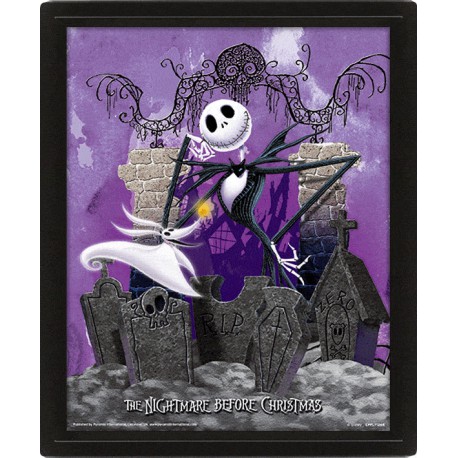 Nightmare before Christmas Framed 3D Lenticular Poster Pack Graveyard 26 x 20 cm