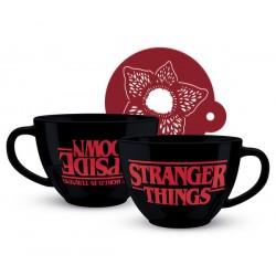 Stranger Things The World Is Turning Upside Down - Cappuccino Mug + Stencil
