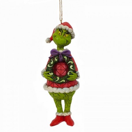 Grinch with Wreath Hanging Ornament