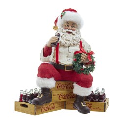 Kurt S. Adler Coca Cola Santa sitting on Crates Figurine