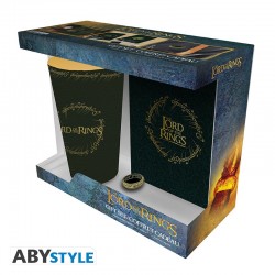 Lord Of The Rings Giftbox glass + Pin + Pocket Notebook "The Ring"