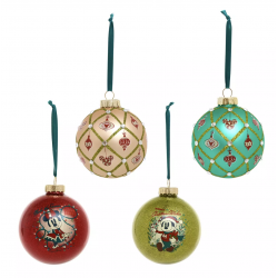 Disney Mickey and Minnie Vintage Christmas Baubles, Set of 4