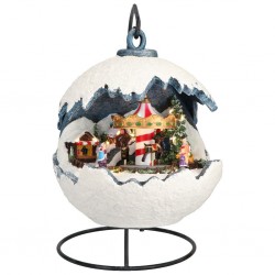 Christmas Ball Animated Village with Caroussel LED-Multicolor