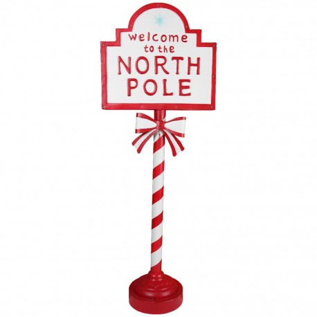 North Pole Sign Metal LED-Red/white