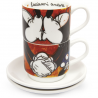Disney - Set 2 Stackable Espresso Cups Mickey Mouse Red With Saucers