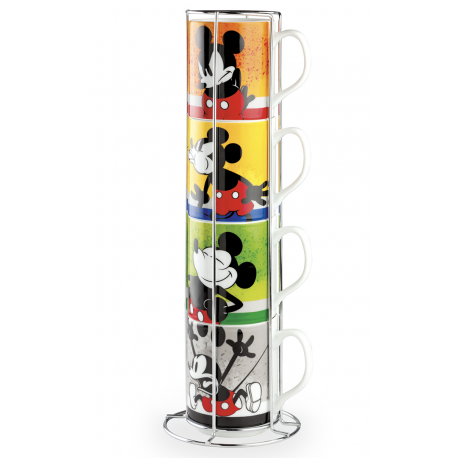 Disney - Mickey I Am Stackable Mug 350ml. 4-Set with Metalrack