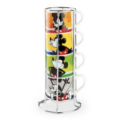 Disney - Mickey I Am Stackable Coffee Cups 350ml. 4-Set with Metalrack