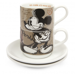 Disney - Set 2 Stackable Espresso Cups Paris With Saucers