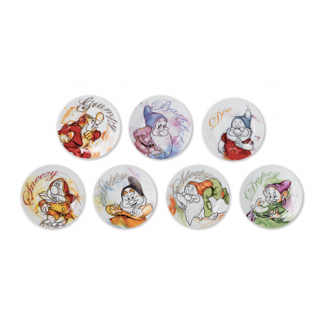 Disney - Set 7 Dessert Plates, Snow White and the Seven Dwarfs