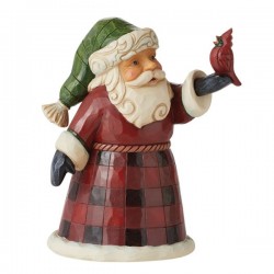 Heartwood Creed - Plaid Santa Holding Bird Pint Sized Figurine