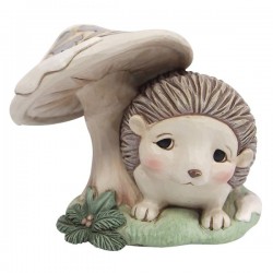 White Woodland Collection - Hedgehog by Mushroom Mini Figurine