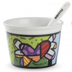 Romero Britto - Ice Cream Bowl Heart with Spoon 9cm
