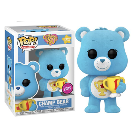 Funko Pop 1203 Champ Bear (Flocked Chase), Care Bears 40th Anniversary