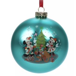 Disney Mickey and Minnie Glass Festive Ornament
