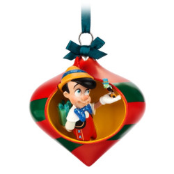 Pinocchio and Jiminy Cricket Open Globe Sketchbook Ornament