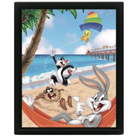 Looney Tunes - Beach Day - 3D Poster Framed 26x20cm