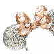 Walt Disney World Minnie Mouse Rose Gold and Silver Sequin Bow Ears Headband for Adults