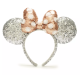 Walt Disney World Minnie Mouse Rose Gold and Silver Sequin Bow Ears Headband for Adults