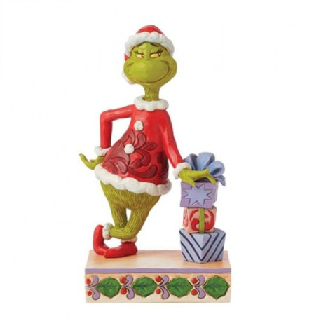Jim Shore - Grinch Leaning on Stacked Gifts Figurine