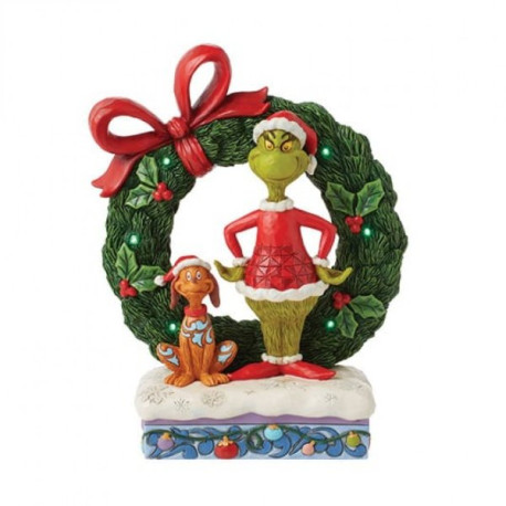 Jim Shore - Grinch & Max Light-Up Wreath