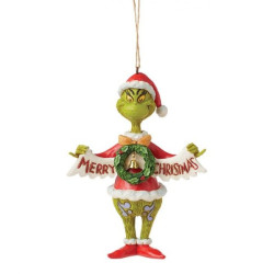 Jim Shore - The Grinch with Christmas Banner Hanging Ornament