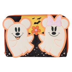 Loungefly Disney - Mickey & Minnie Floral Ghost Glow in the Dark 4" Faux Leather Zip-Around Wallet