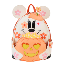Loungefly - Minnie Floral Ghost Light Up Glow in the Dark 10" Faux Leather Mini Backpack
