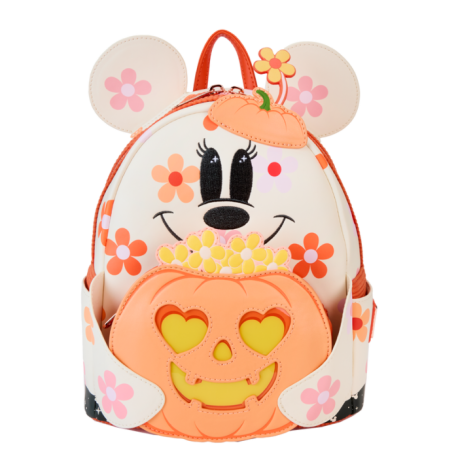 Loungefly - Minnie Floral Ghost Light Up Glow in the Dark 10" Faux Leather Mini Backpack