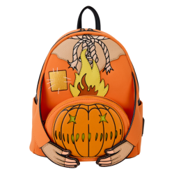 Loungefly Trick 'R Treat - Flaming Pumpkin Head Sam Glow in the Dark Light Up 10" Faux Leather Mini Backpack