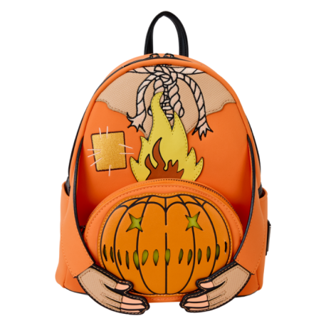 Loungefly Trick 'R Treat - Flaming Pumpkin Head Sam Glow in the Dark Light Up 10" Faux Leather Mini Backpack