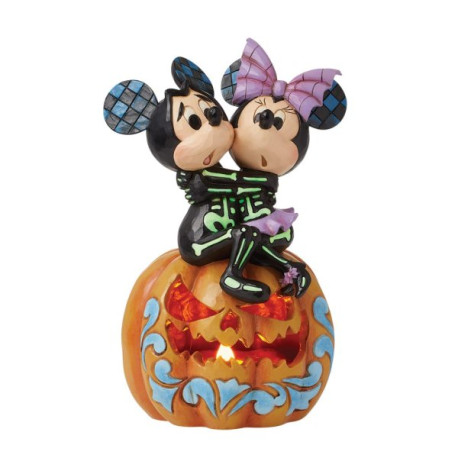 Pre-Order - Disney Traditions Spine-tingling Sweethearts (Mickey & Minnie LED Pumpkin)