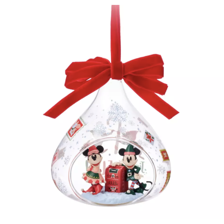 Disney Mickey Mouse and Minnie Mouse Festive Glass Droplet Ornament