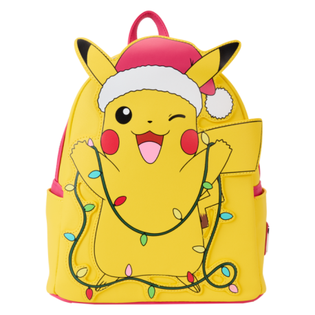 Loungefly Pokemon - Santa Pikachu Christmas Lights Light Up 10" Faux Leather Mini Backpack