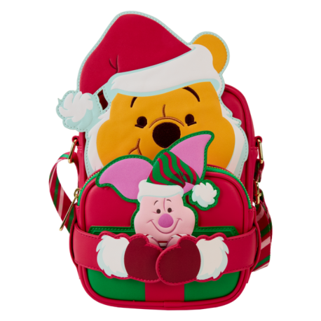 Loungefly Winnie the Pooh - Santa Winnie & Piglet Cosplay 8" Faux Leather Crossbuddy Bag