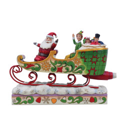 Jim Shore - Spreading Christmas Cheer (Buddy And Santa In Sleigh Figurine)