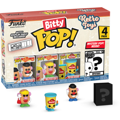 Retro Toys - Mr. Potato Head, Mrs. Potato Head, Play-Doh Container & Mystery Bitty Pop! Vinyl Figure 4-Pack