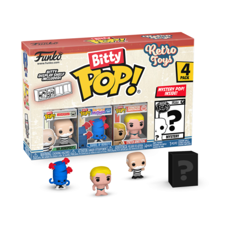 Retro Toys - Mr. Monopoly, Barrel of Monkeys, Stretch Armstrong & Mystery Bitty Pop! Vinyl Figure 4-Pack