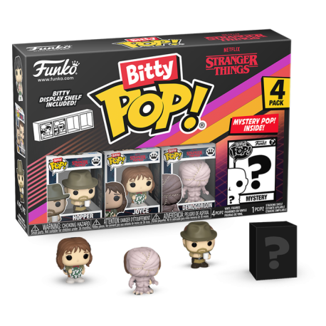 Stranger Things - Hopper, Joyce, Demogorgon (Closed Face) & Mystery Bitty Pop! Vinyl Figure 4-Pack