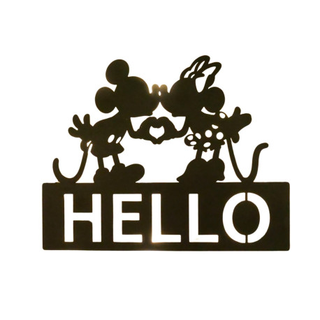 Metal door sign LED - Mickey & Minnie Hello