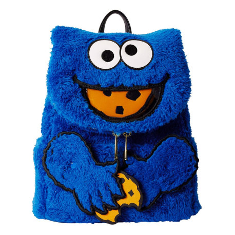 Loungefly Sesame Street - Cookie Monster Plush 10" Faux Leather Mini Backpack with Coin Purse