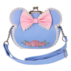 Loungefly Disney - Minnie Floral and Lace Kisslock 7" Faux Leather Crossbody Bag
