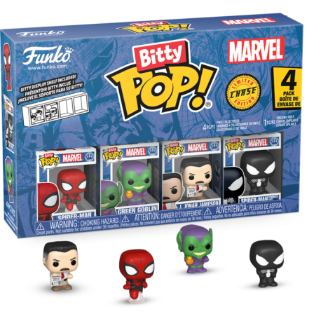 Spider-Man - Spider-Man, Green Goblin, J. Jonah Jameson & Mystery Chase Bitty Pop! Vinyl Figure 4-Pack