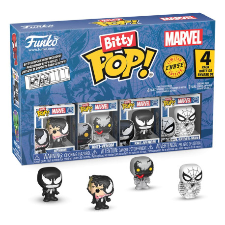Spider-Man - Venom, Anti-Venom, She-Venom & Mystery Chase Bitty Pop! Vinyl Figure 4-Pack