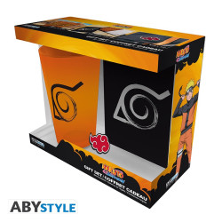 Naruto Shippuden - Giftset XXL glass + Pin + Pocket Notebook "Konoha"